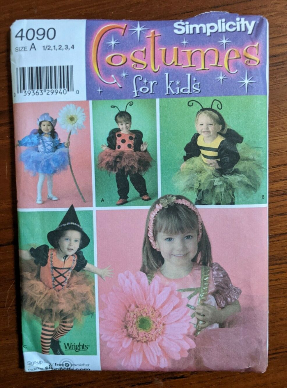 UNCUT Simplicity 4090 Toddler Costumes Sewing Pattern Sizes .5 1 2 3 4 FF